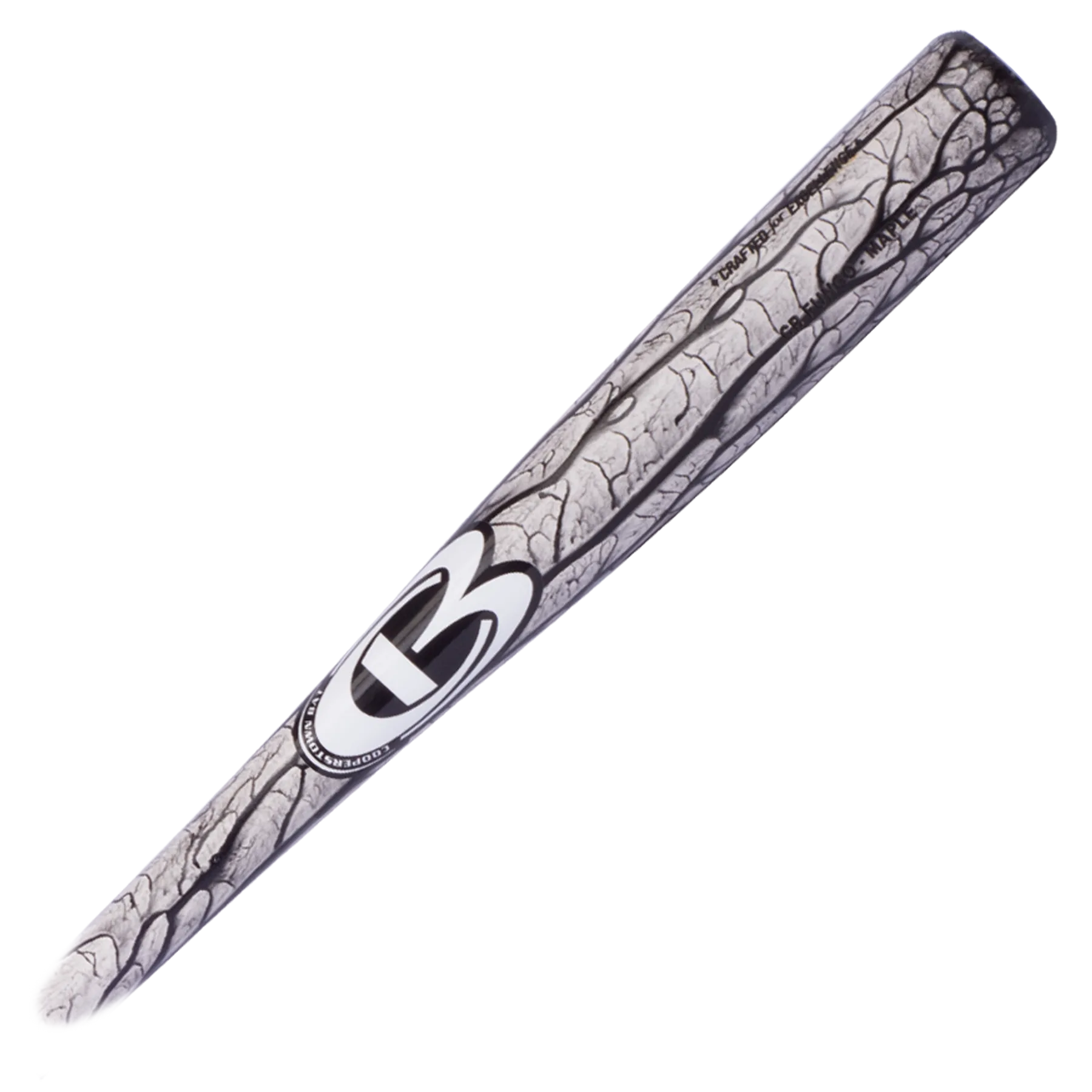 Cooperstown Bat coach fungo with proprietary vein finish in White and Black