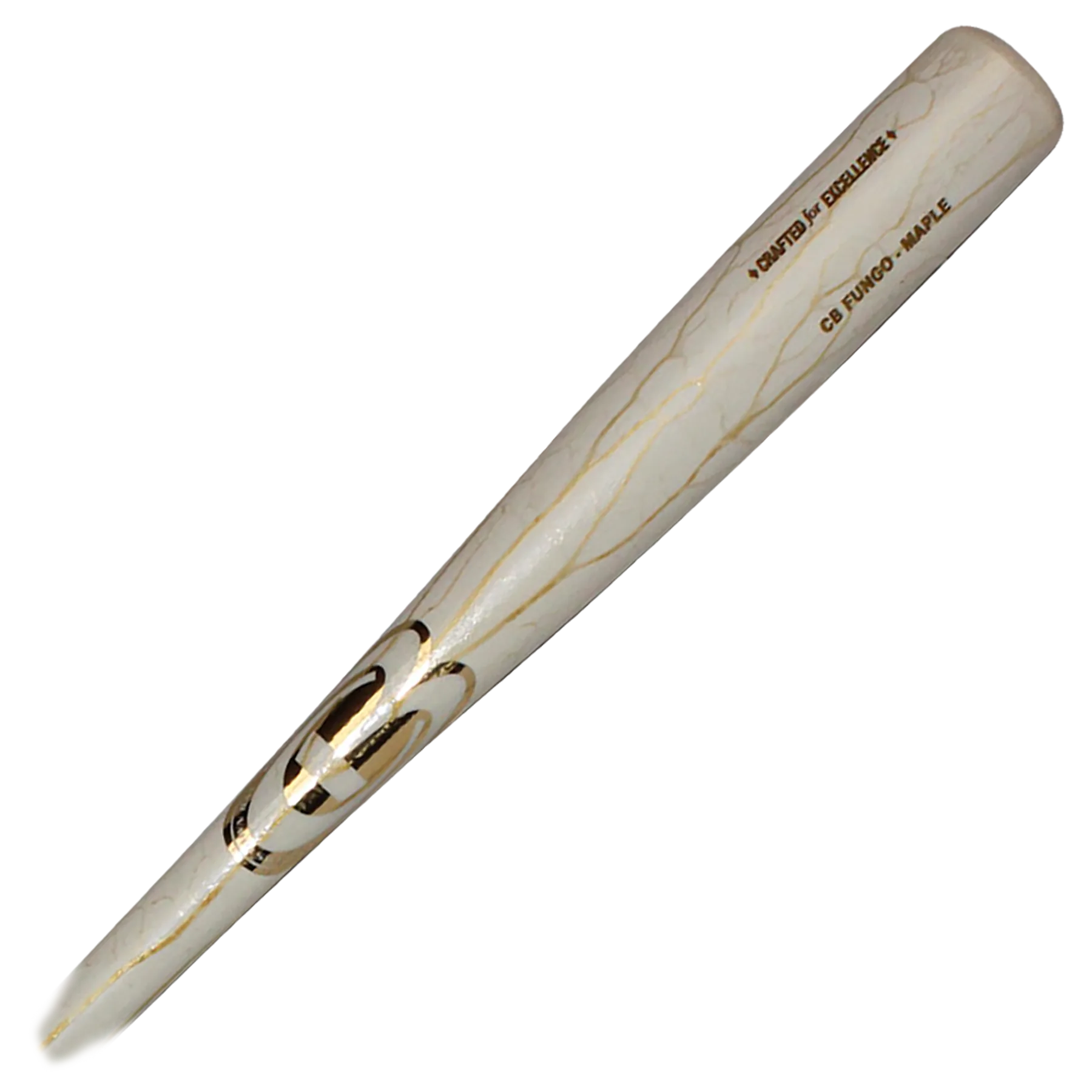 Cooperstown Bat coach fungo with proprietary vein finish in White with Gold