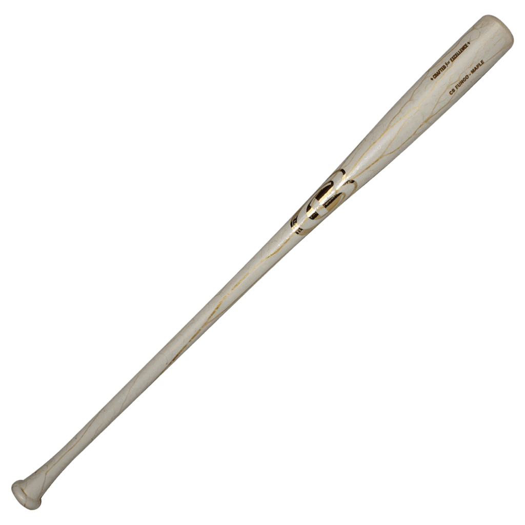 Cooperstown Bat coach fungo with proprietary vein finish in White with Gold