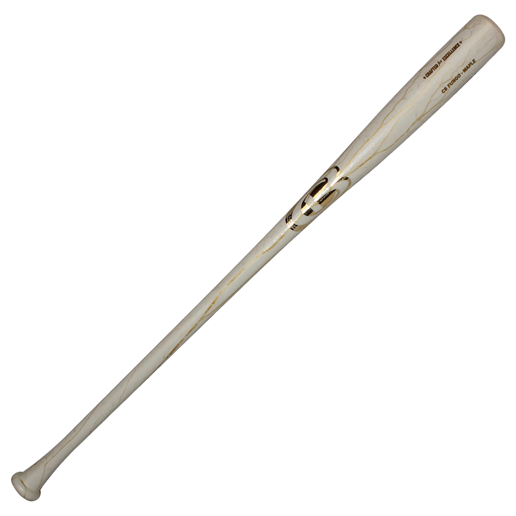 Cooperstown Bat coach fungo with proprietary vein finish in White with Gold