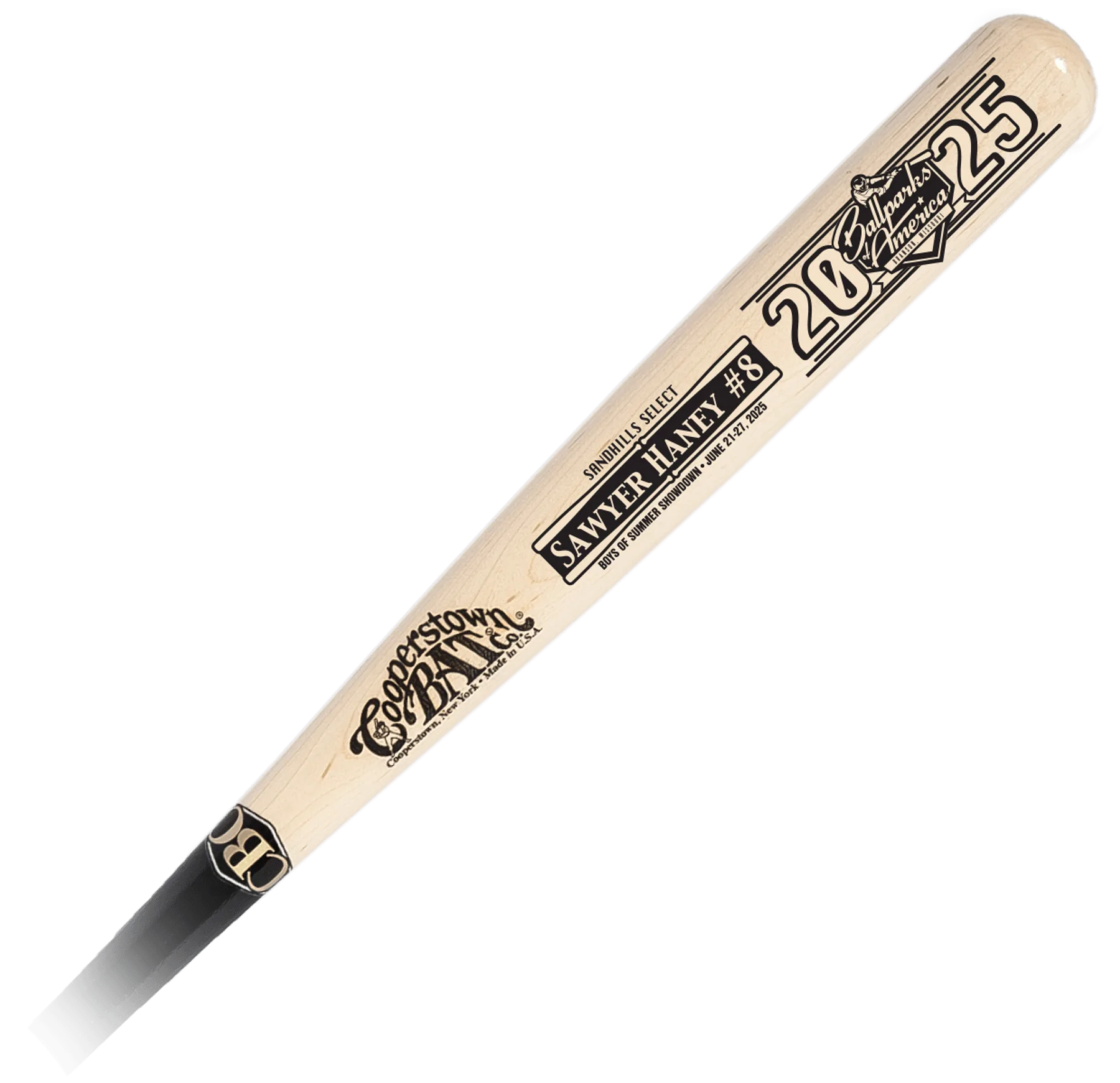 Custom engraved baseball bat, Sawyer Haney 2025