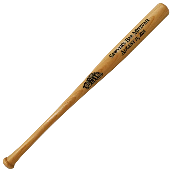 Engraved wooden mini baseball bat for Bar Mitzvah gift favors