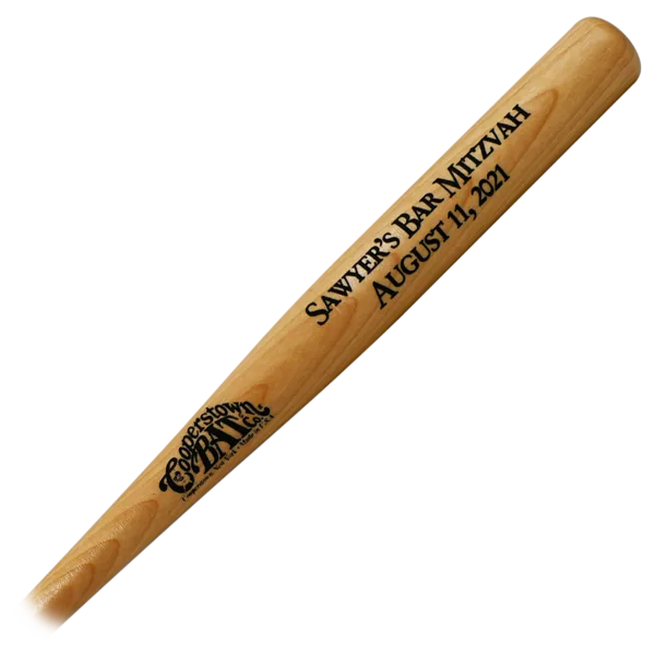 Engraved wooden mini baseball bat for Bar Mitzvah gift favors
