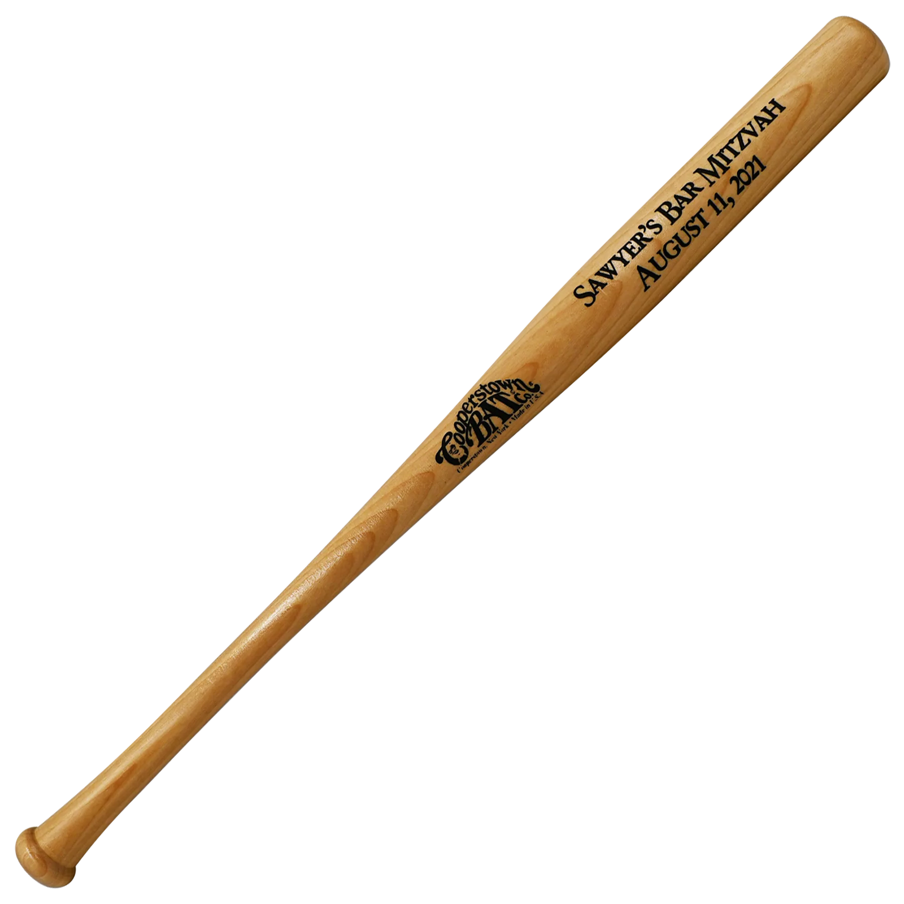 Engraved wooden mini baseball bat for Bar Mitzvah gift favors