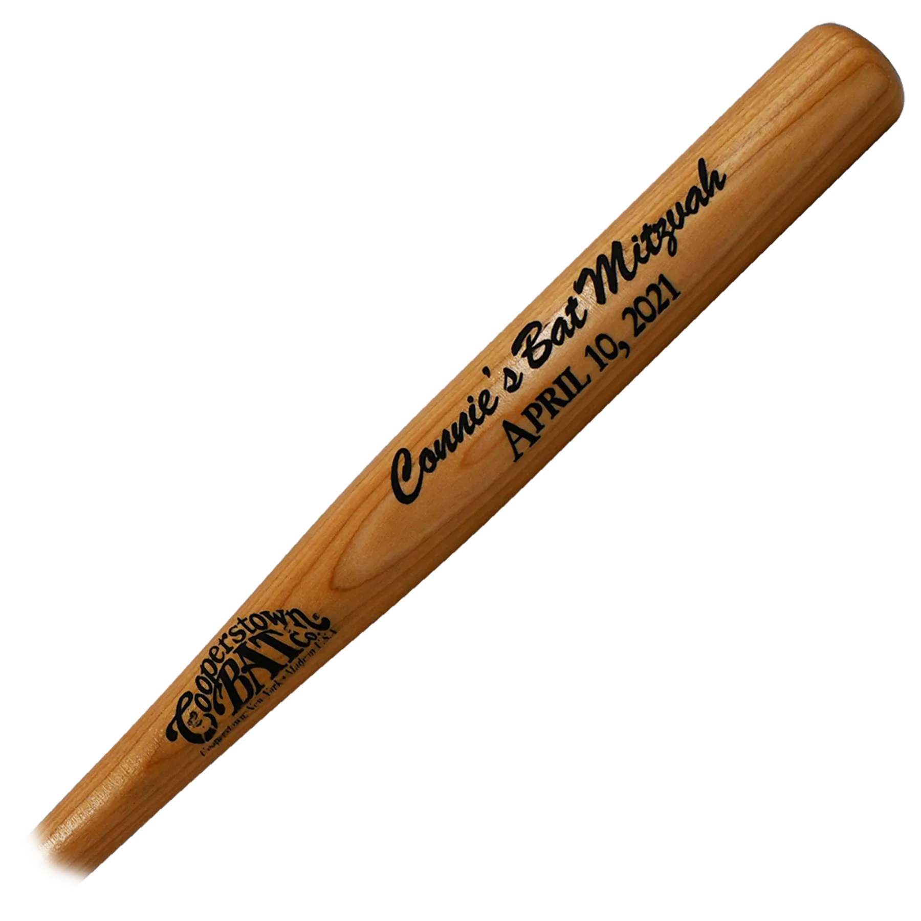 Custom bat mitzvah commemorative baseball bat