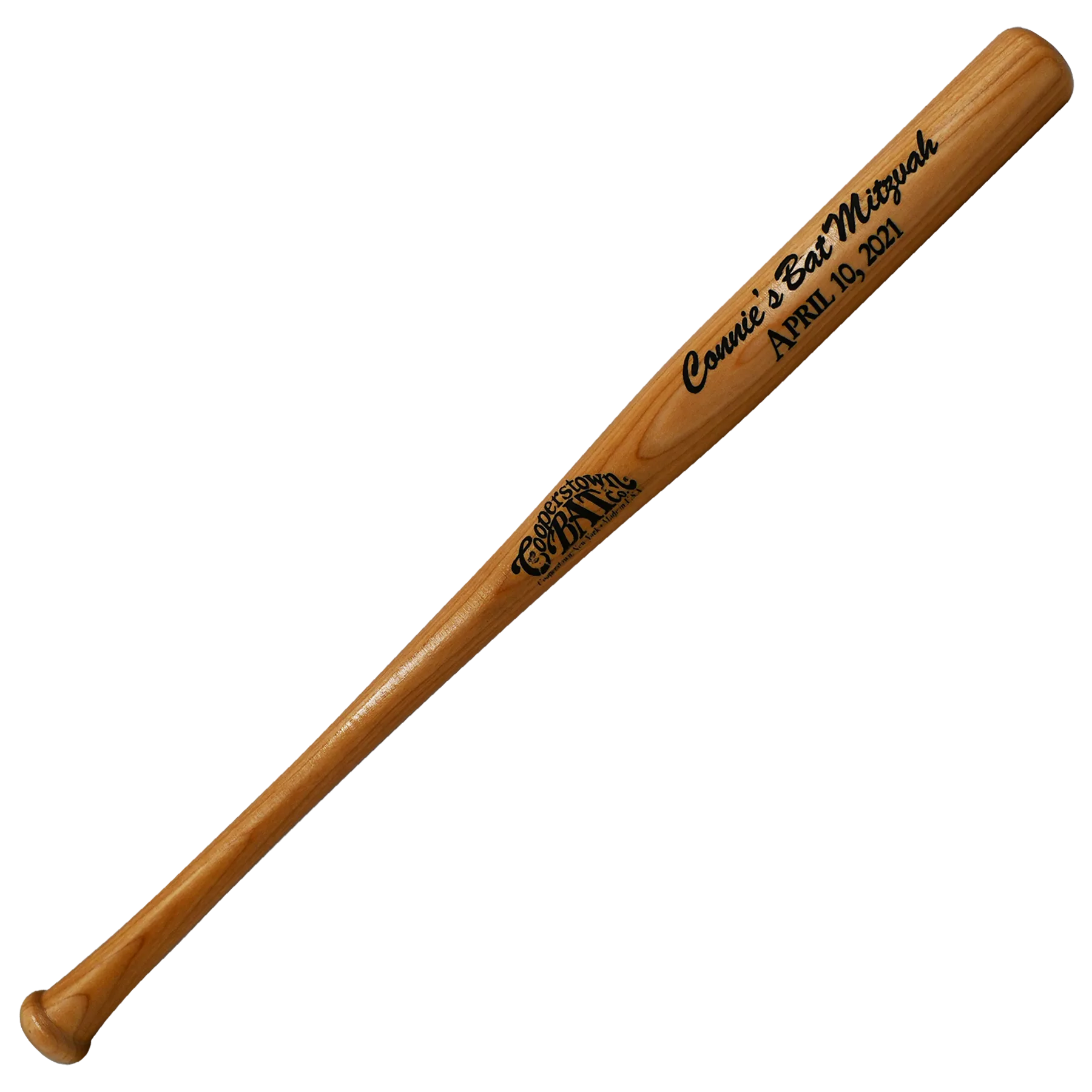Custom bat mitzvah commemorative baseball bat
