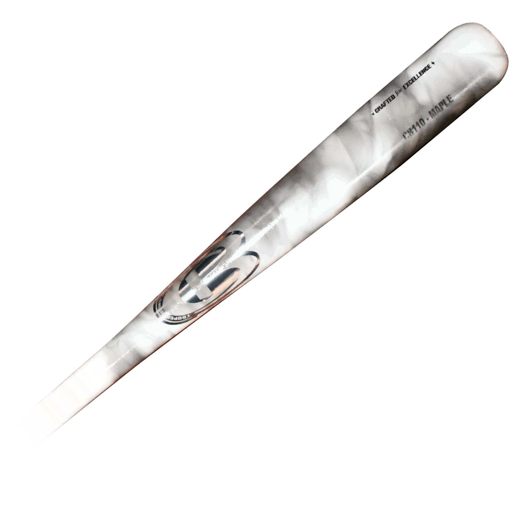 White baseball bat on black background