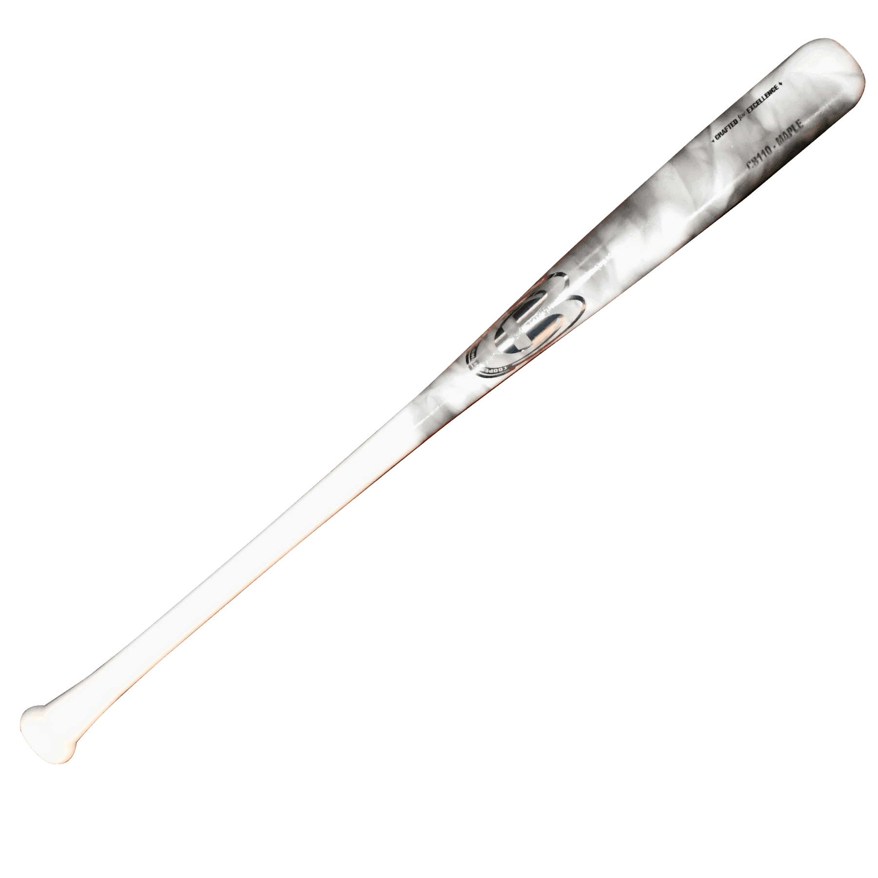 White baseball bat on black background
