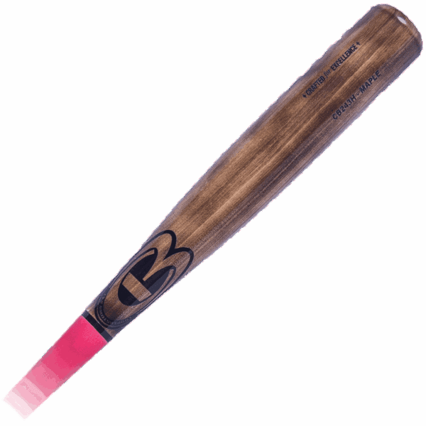 Wooden baseball bat with red handle