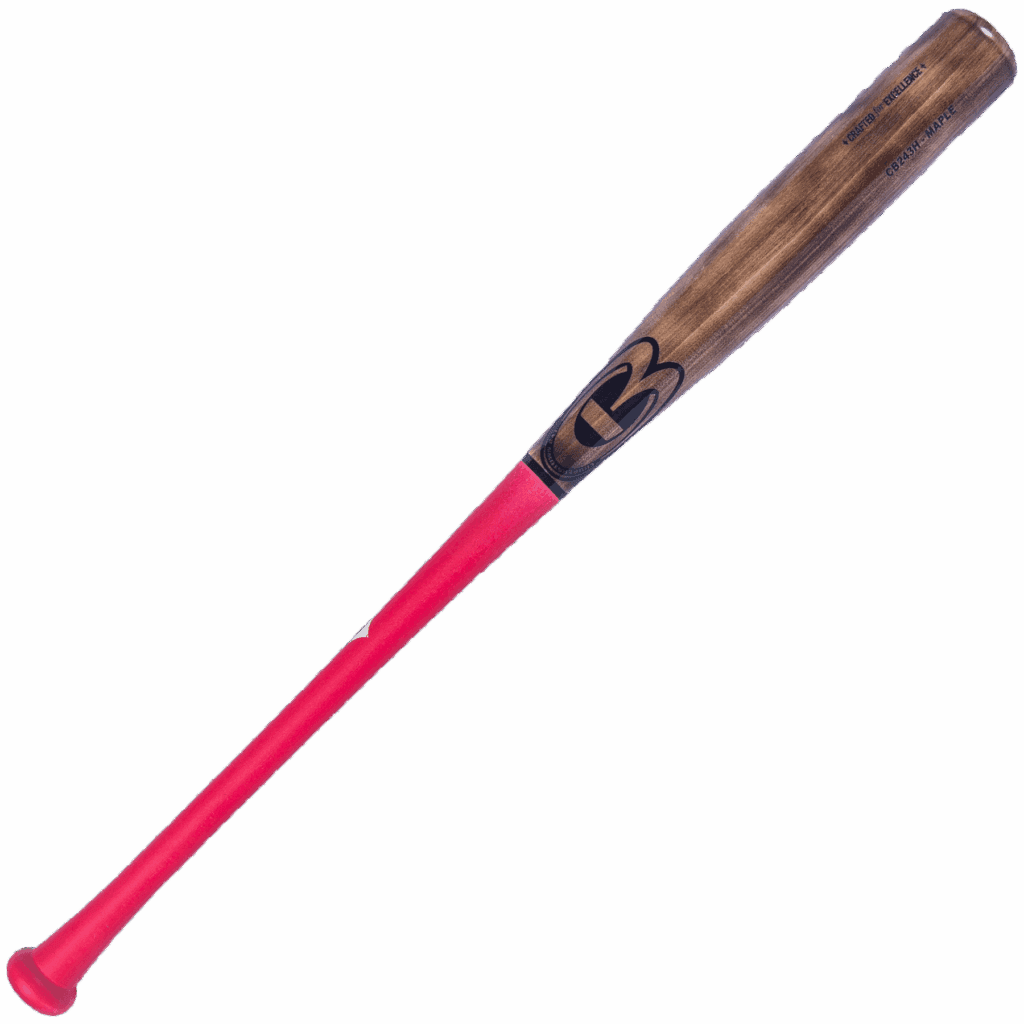 Red and brown baseball bat isolated