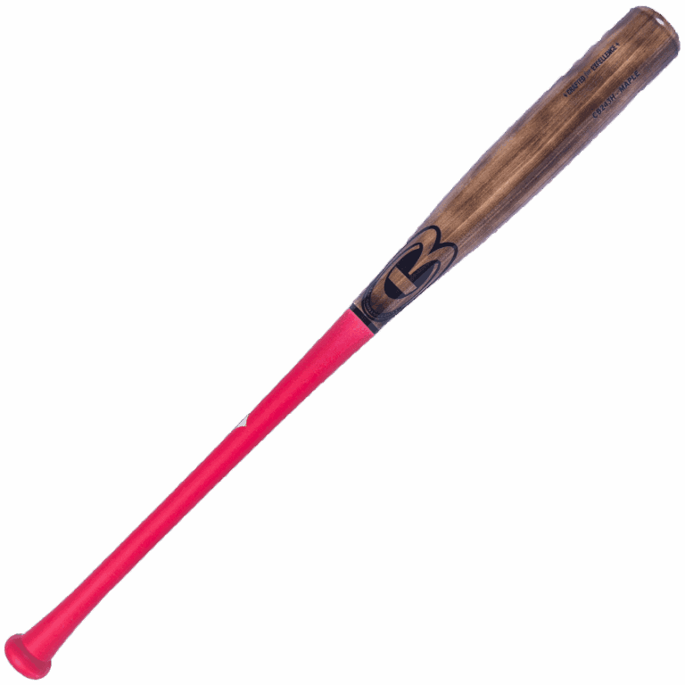 Red and brown baseball bat isolated