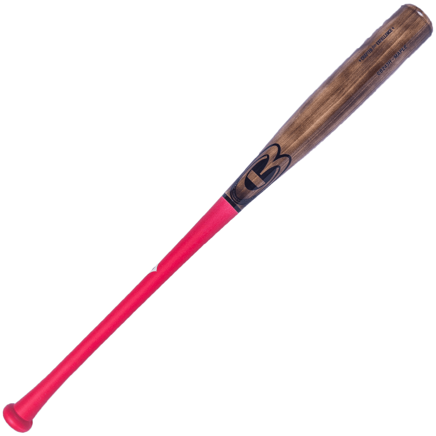 Red and brown baseball bat isolated