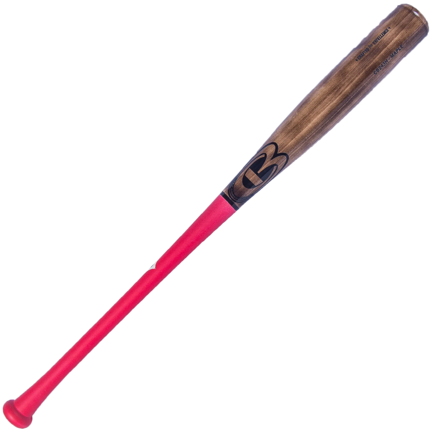 Red and brown baseball bat isolated