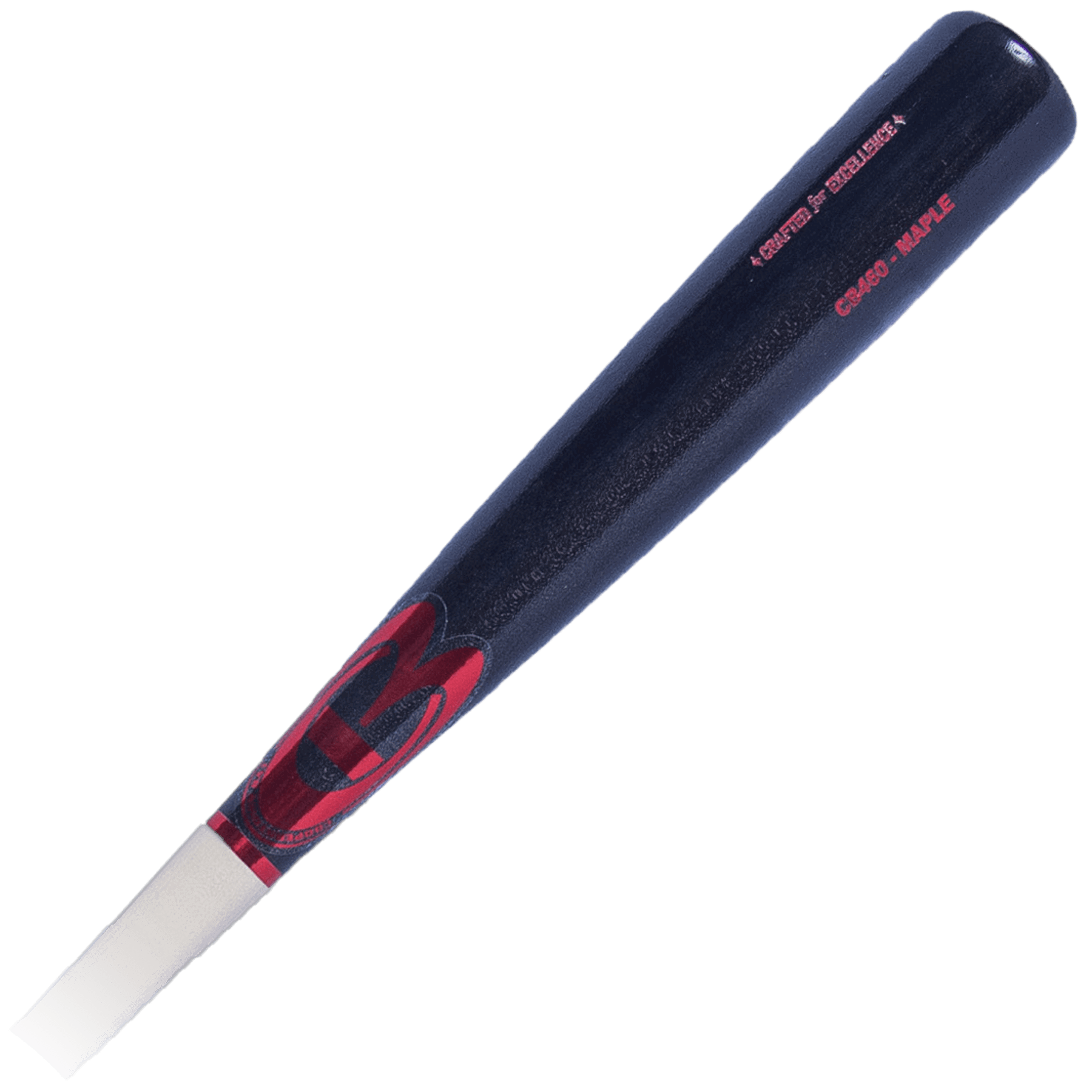 Wooden baseball bat with red details