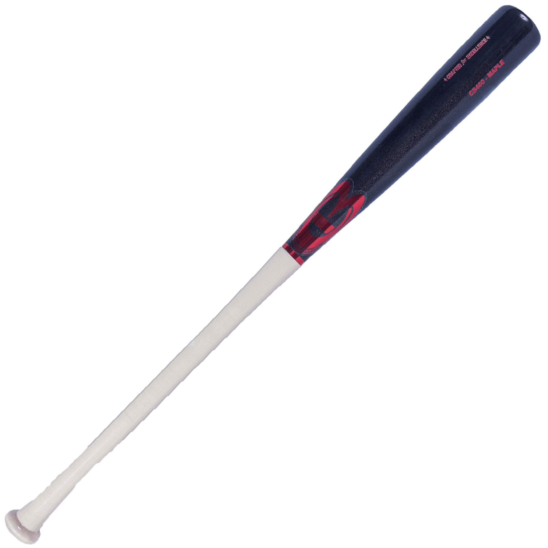 Wooden baseball bat with red details