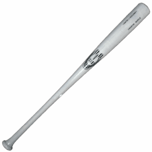 White baseball bat with logo on barrel
