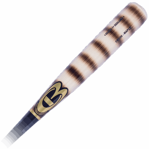 Wooden baseball bat close-up view.