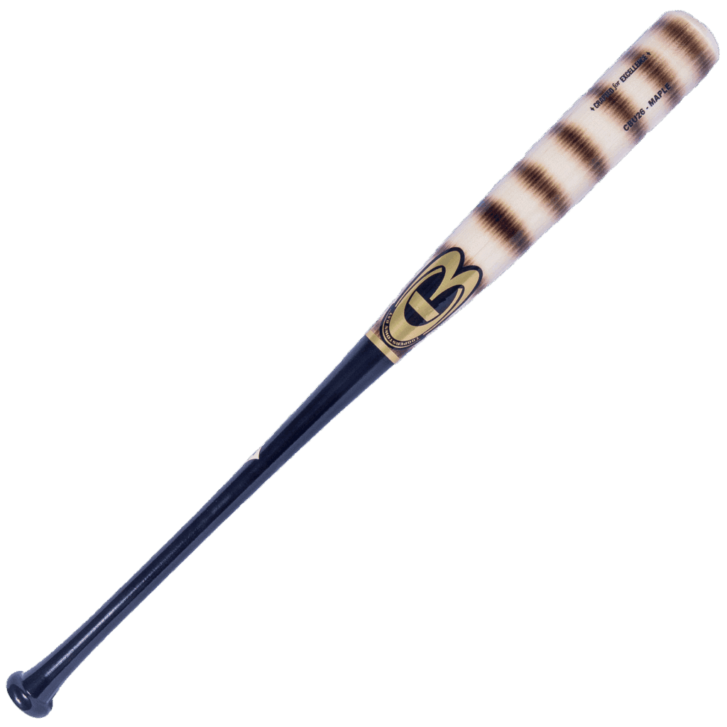 Wooden baseball bat with black handle