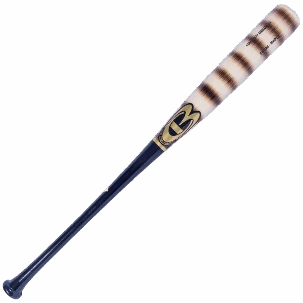 Wooden baseball bat with black handle