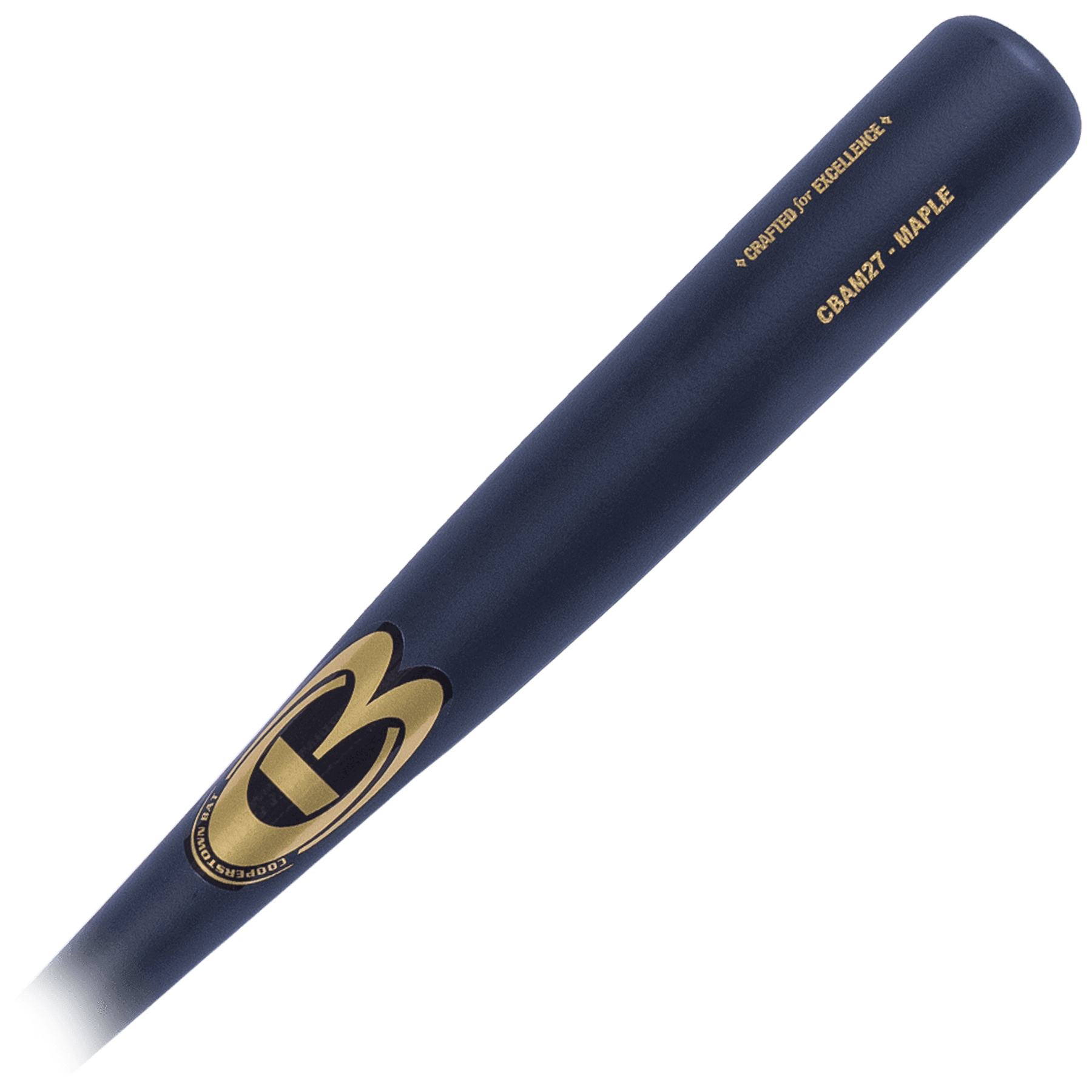 Professional navy-blue wooden baseball bat.