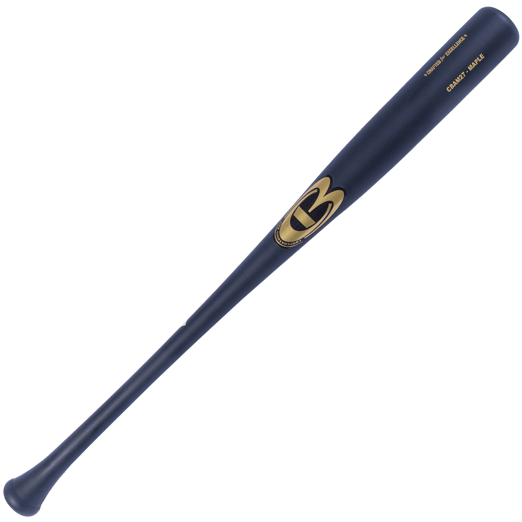 Professional navy-blue wooden baseball bat.
