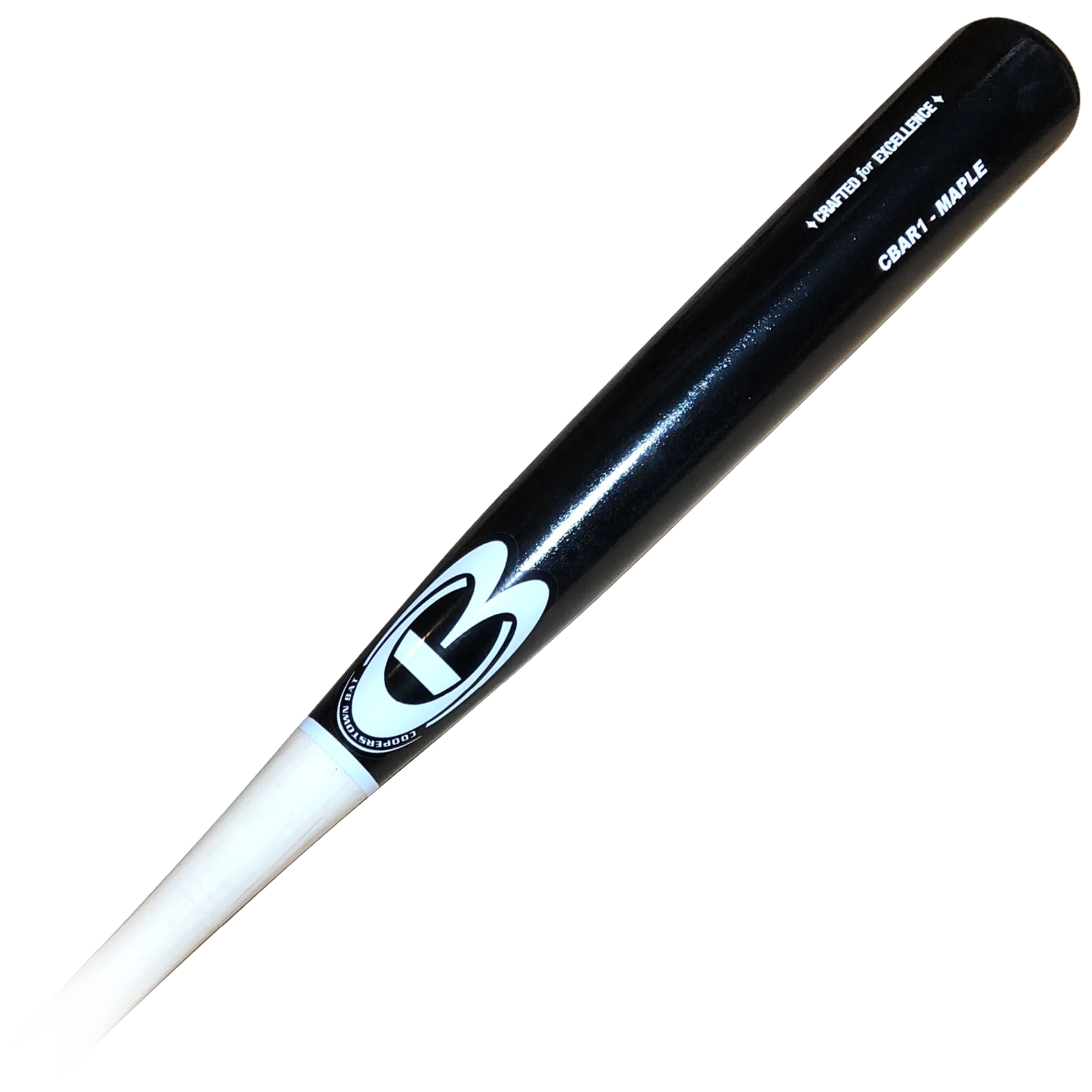 Black and white baseball bat, maple wood