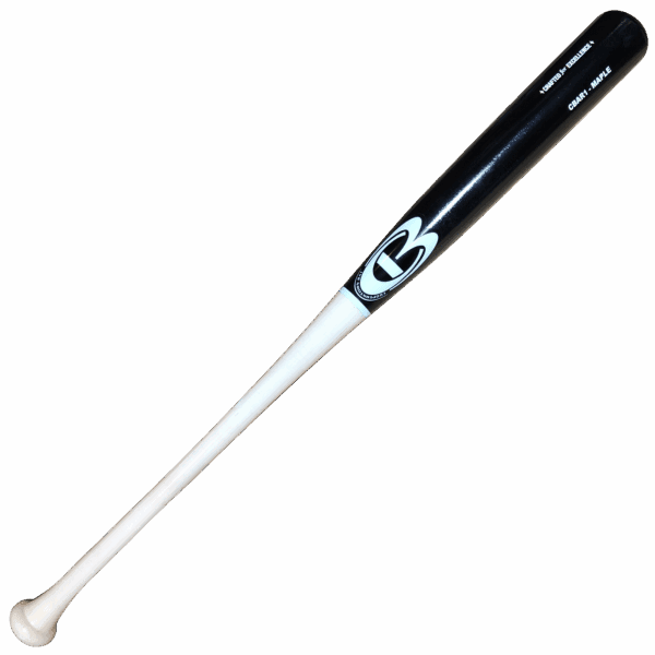 Black and white baseball bat with logo