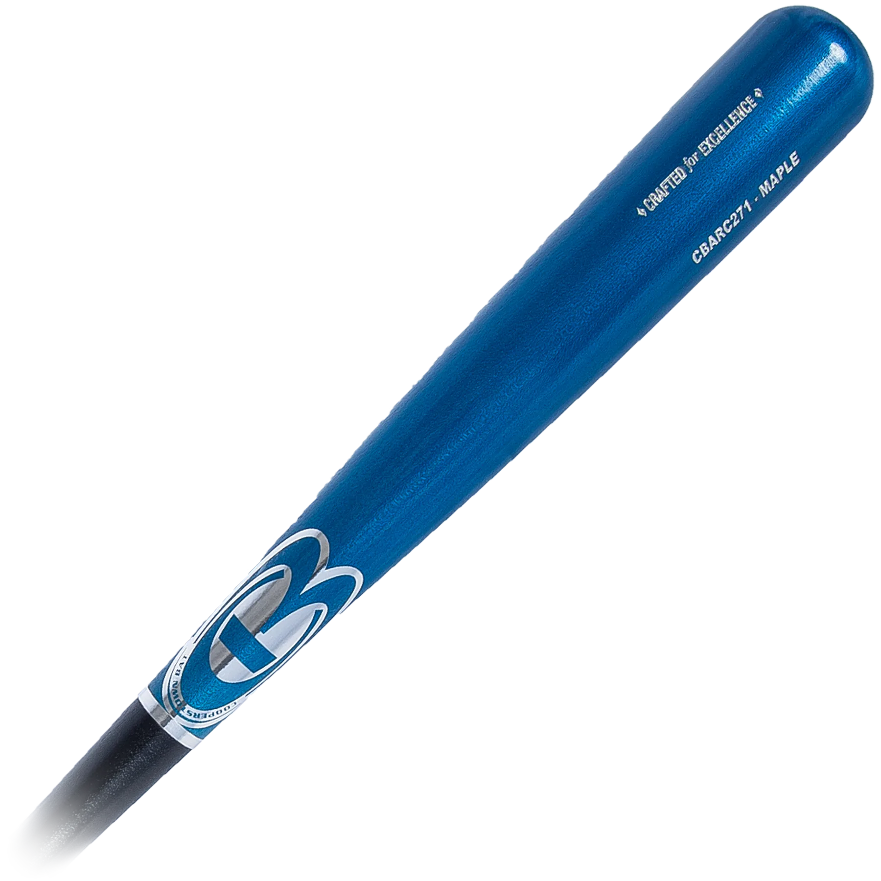 Blue baseball bat with brand logo