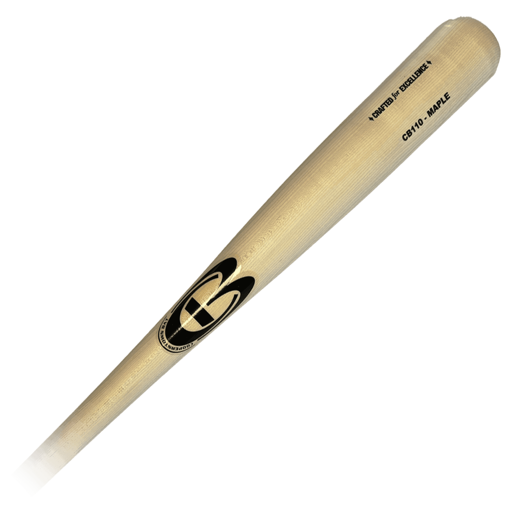 Wooden baseball bat on black background.