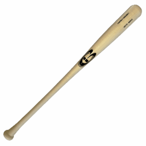 Wooden baseball bat on black background.