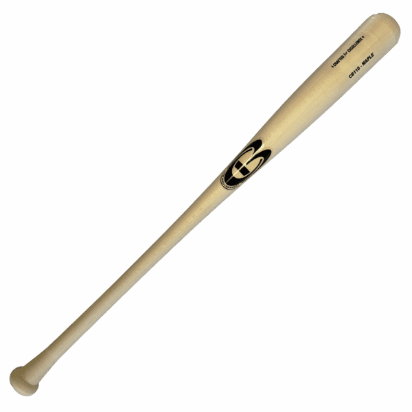 Wooden baseball bat on black background.