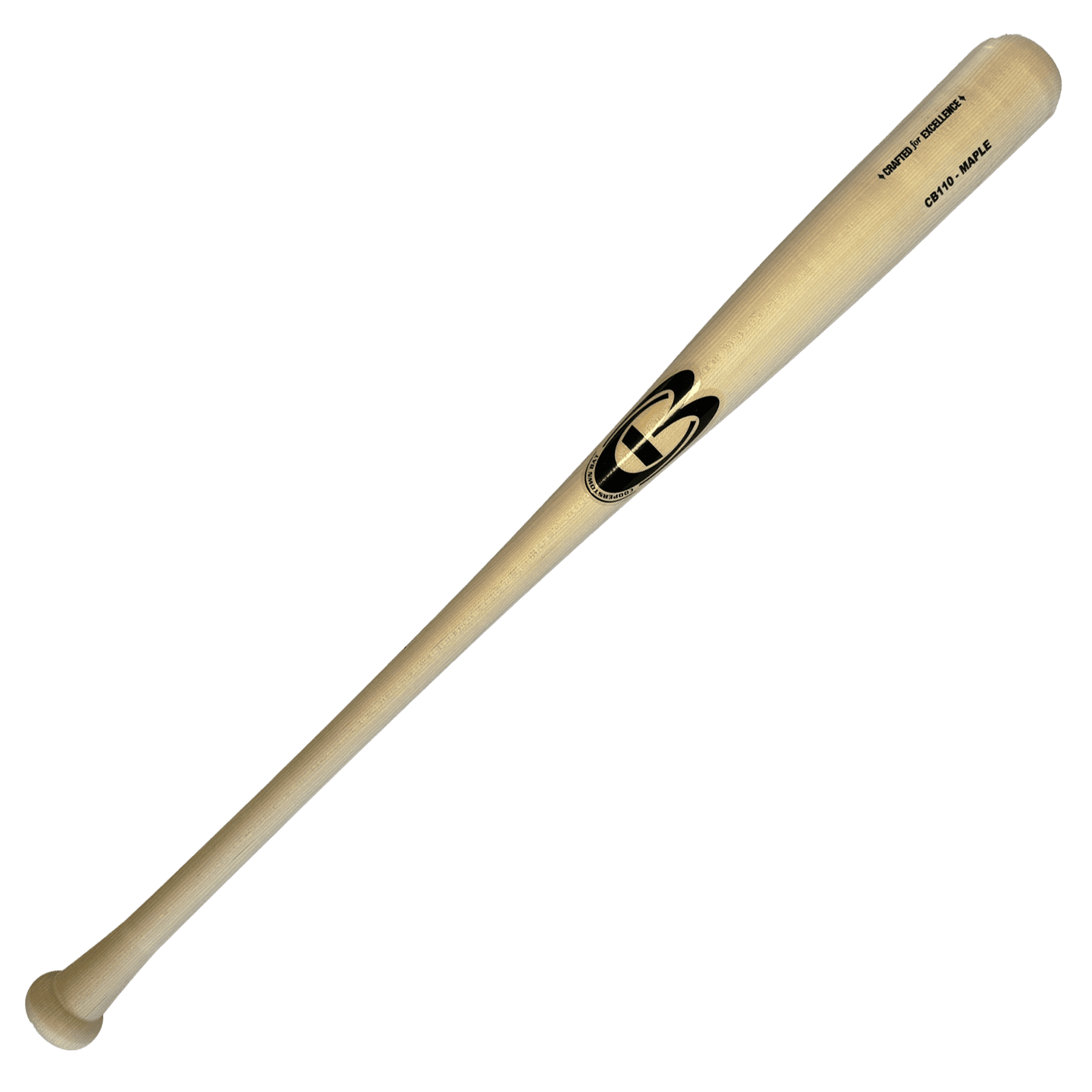 Wooden baseball bat on black background.