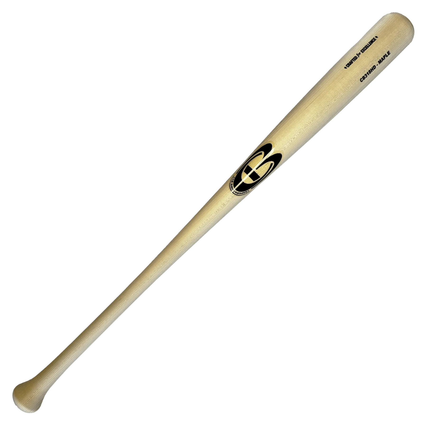 Wooden baseball bat with engraved logo