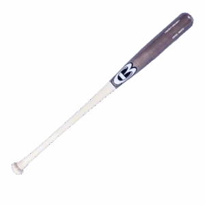 Wooden baseball bat with logo marking.