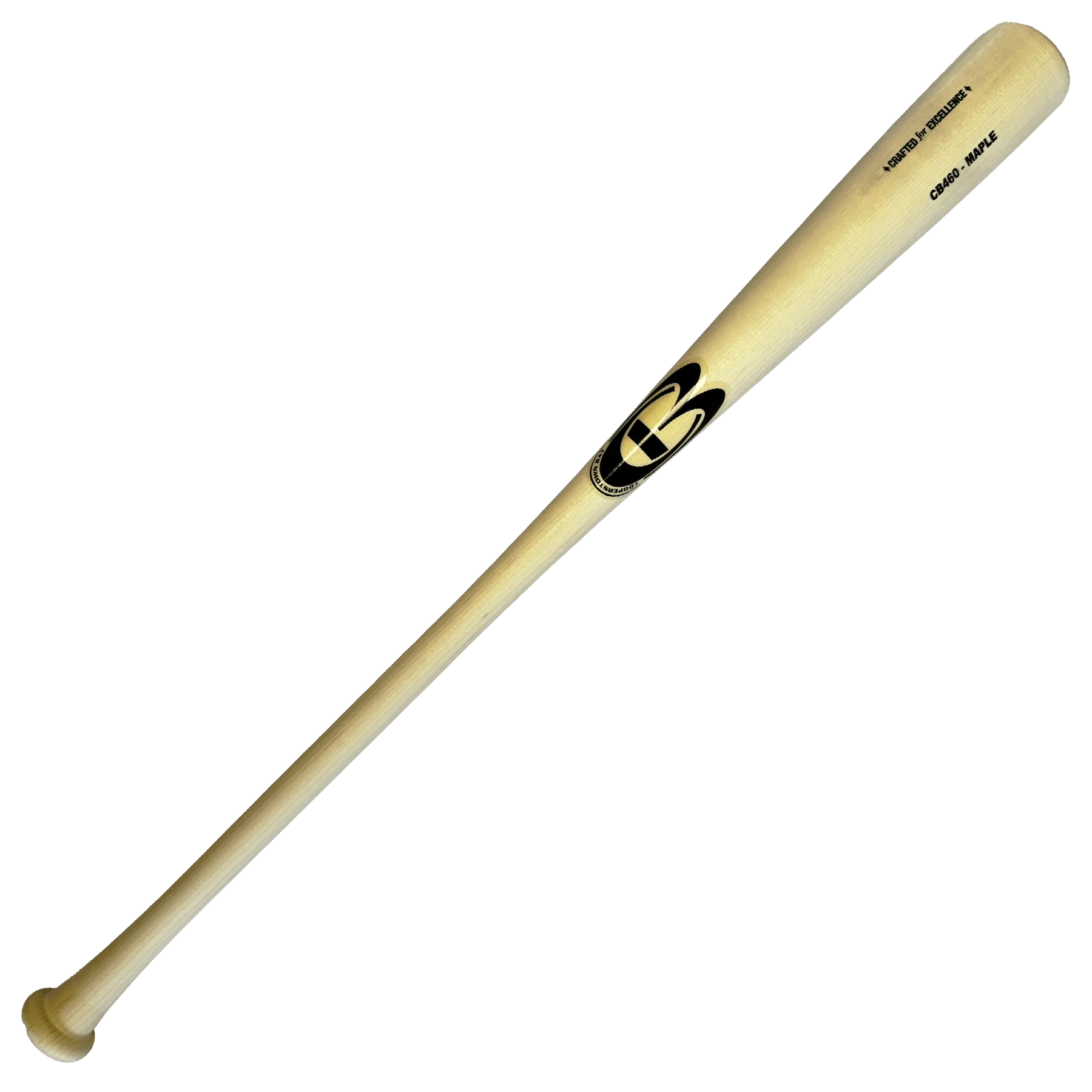 Wooden baseball bat with brand logo
