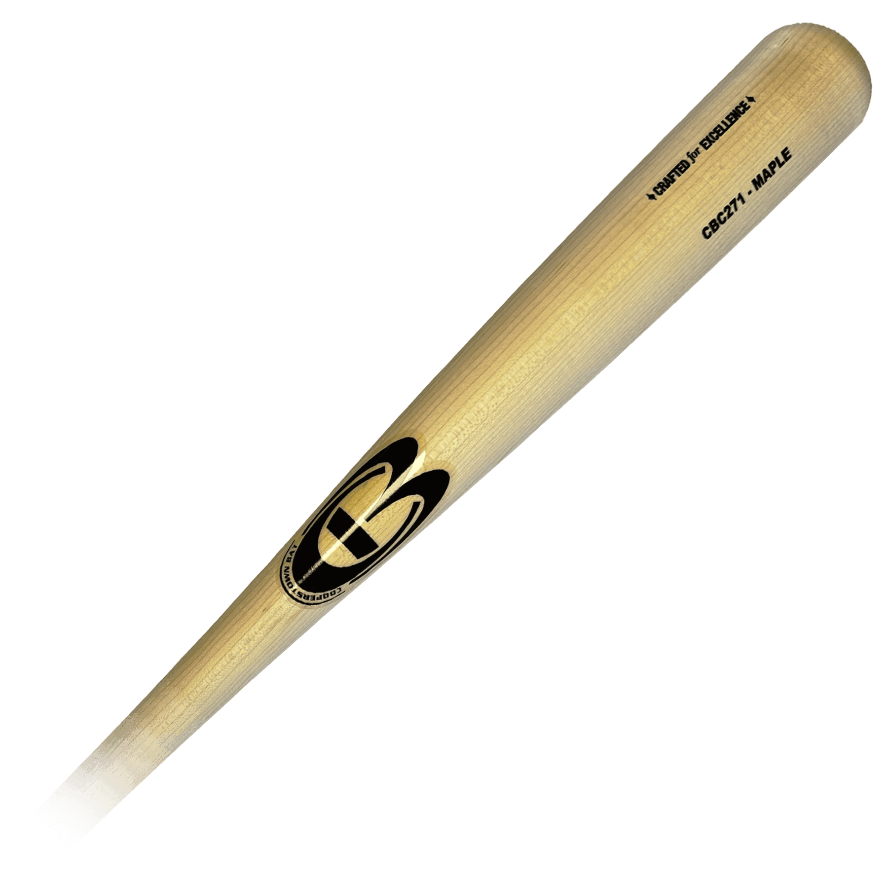Wooden baseball bat on black background.