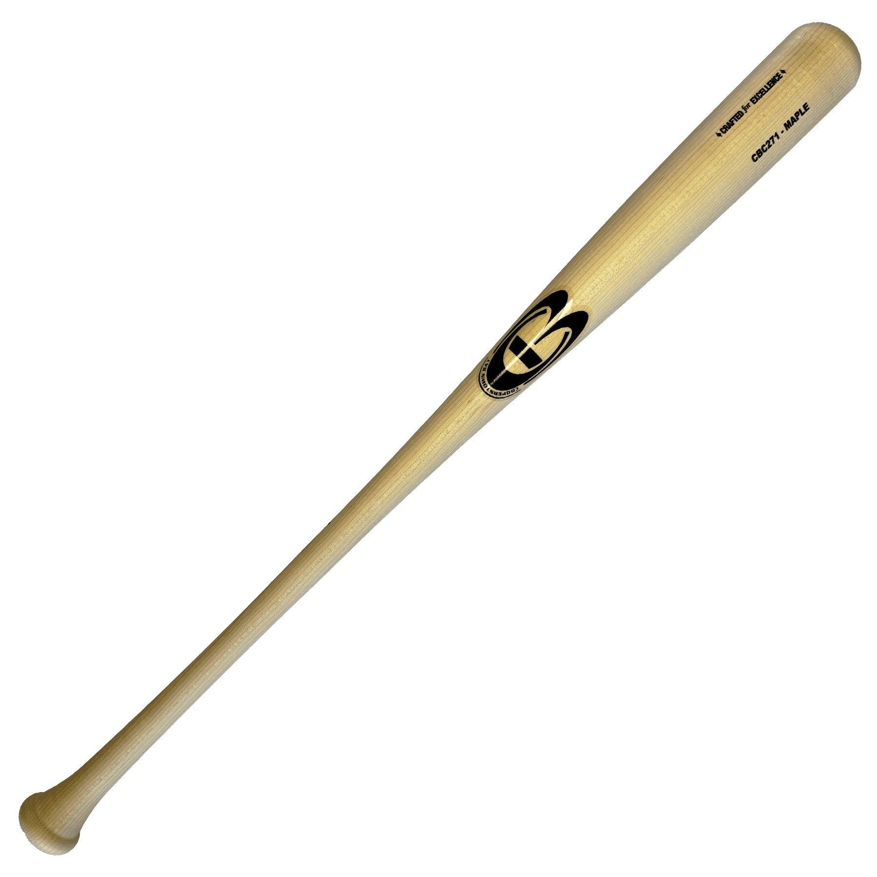 Wooden baseball bat on black background.