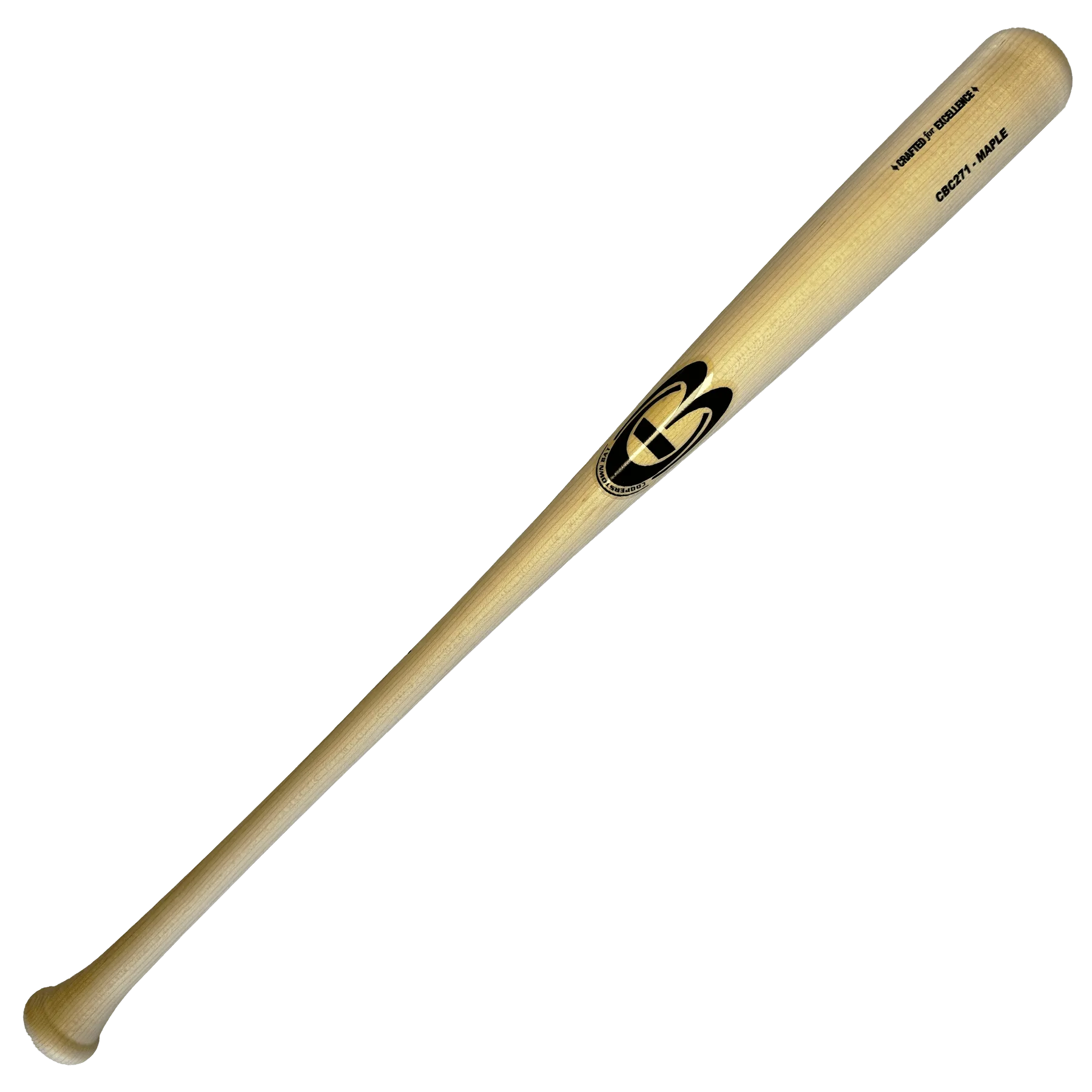 Wooden baseball bat on black background.