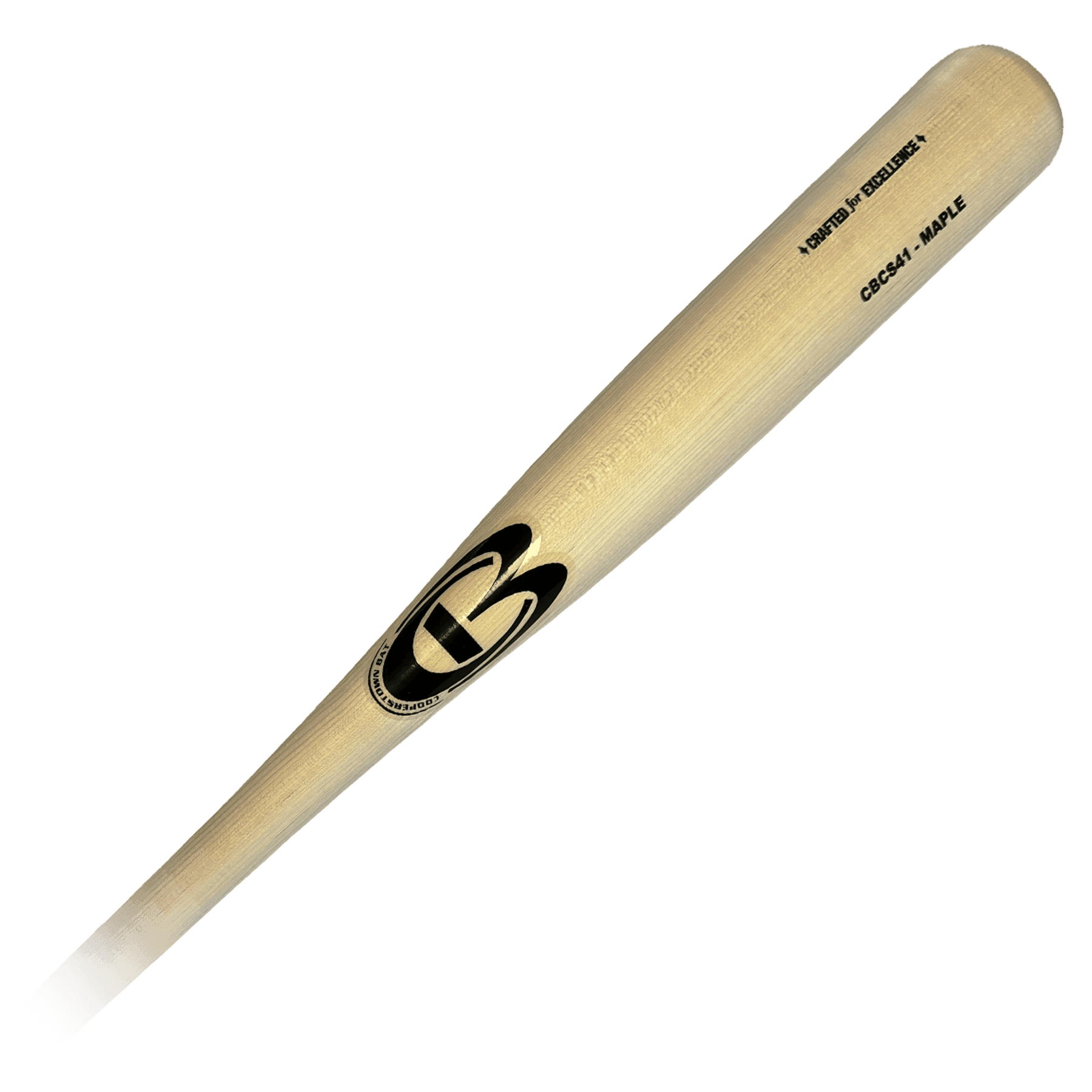 Wooden baseball bat on black background.