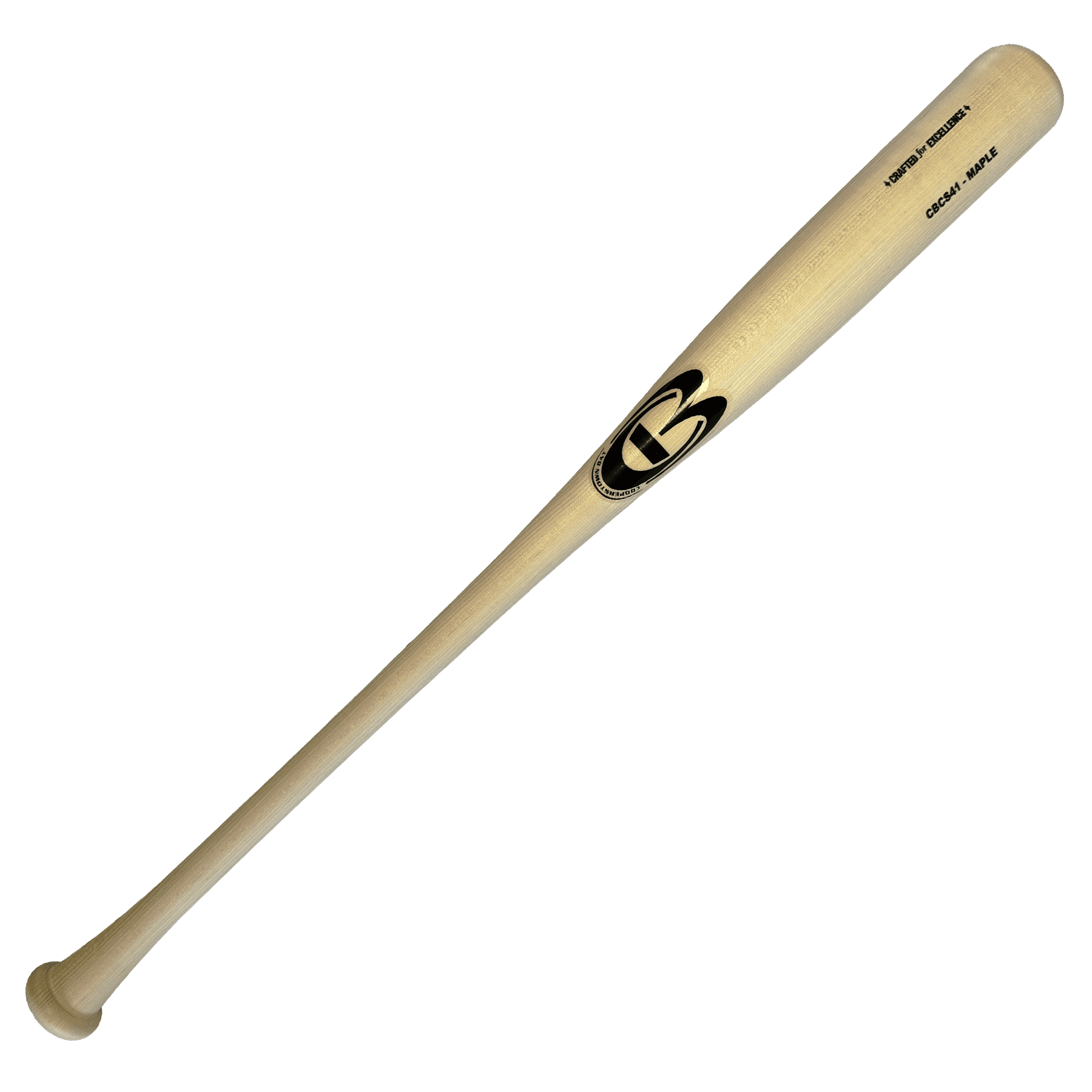 Wooden baseball bat on black background.