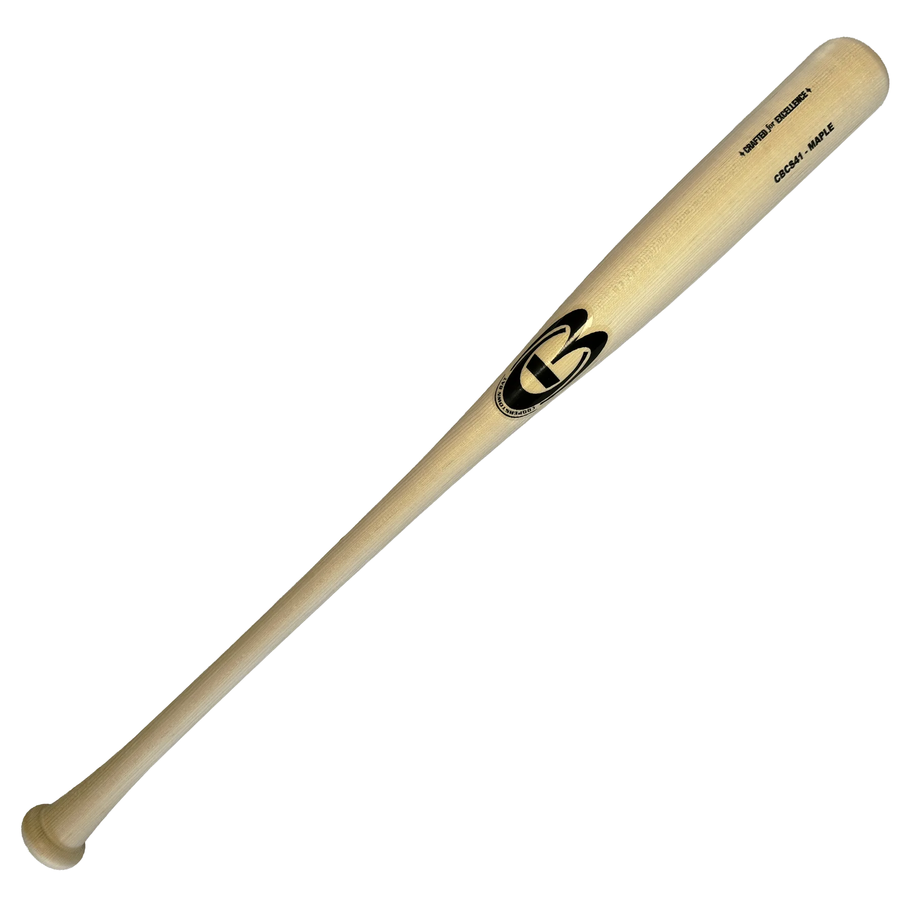 Wooden baseball bat on black background.