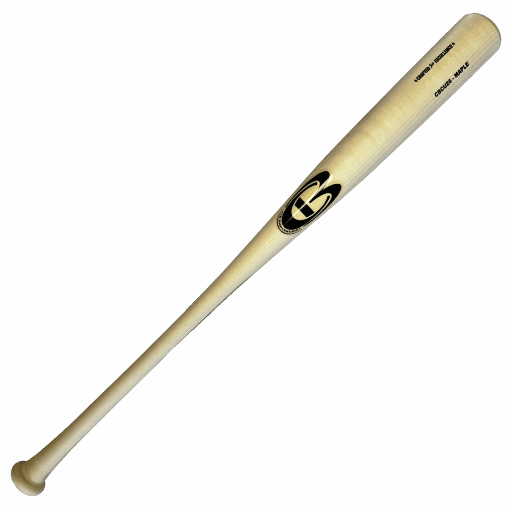 Wooden baseball bat with engraved logo