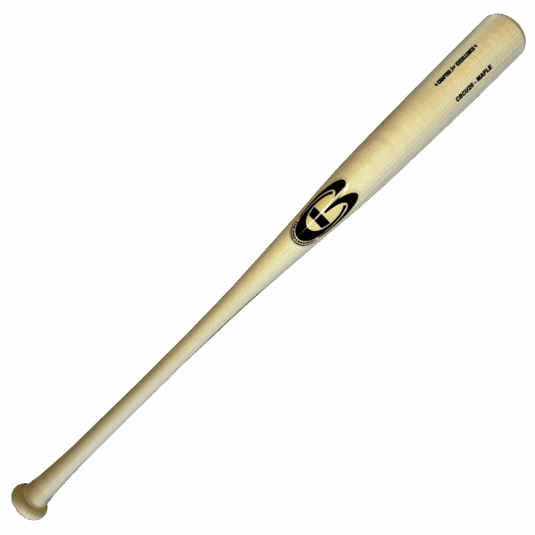 Wooden baseball bat with engraved logo