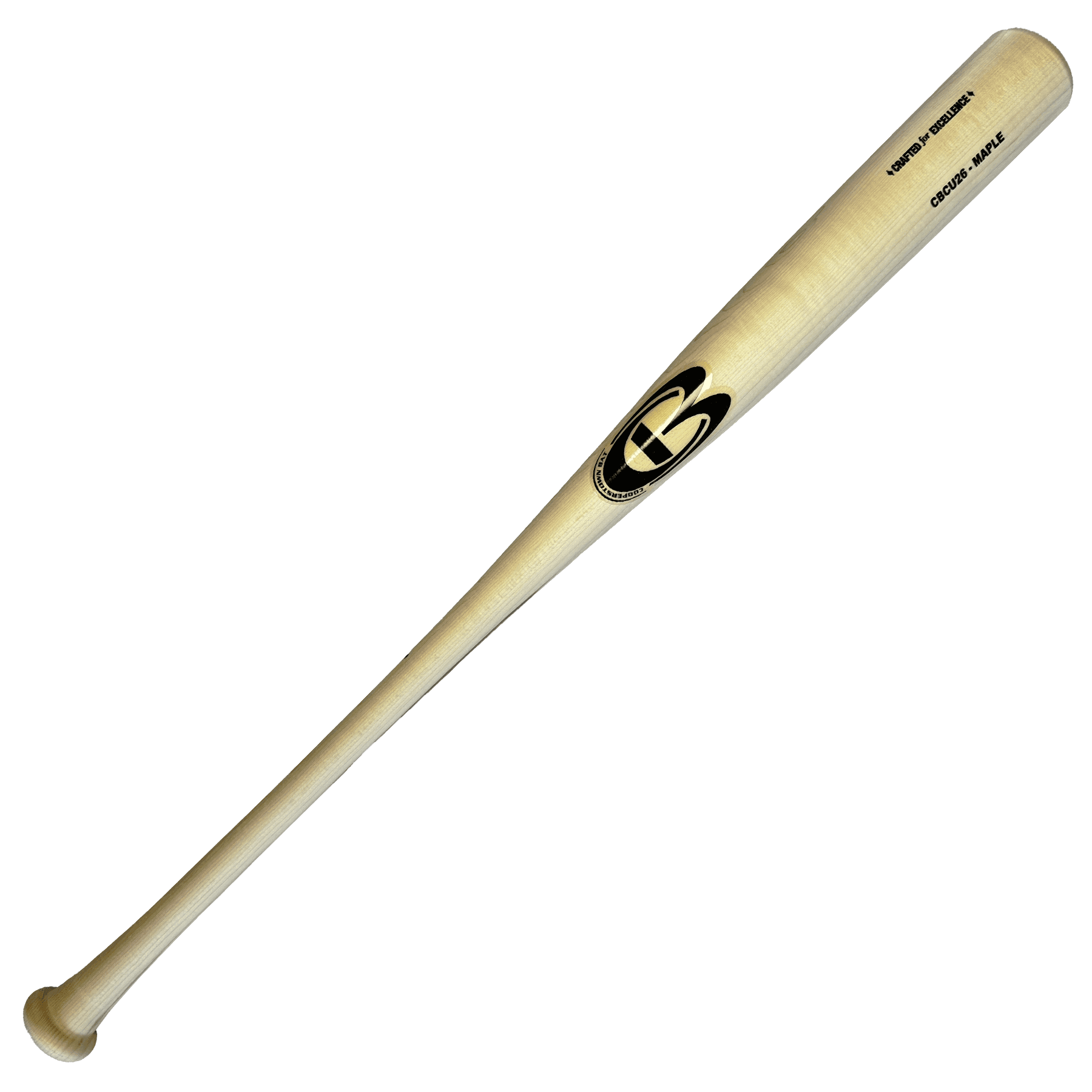 Wooden baseball bat with engraved logo