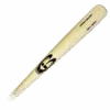 Wooden baseball bat with logo and text