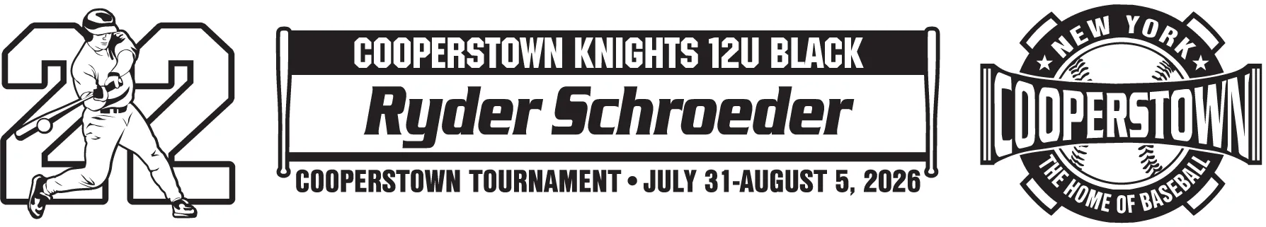 Cooperstown Knights 12U Black Ryder Schroeder tournament banner