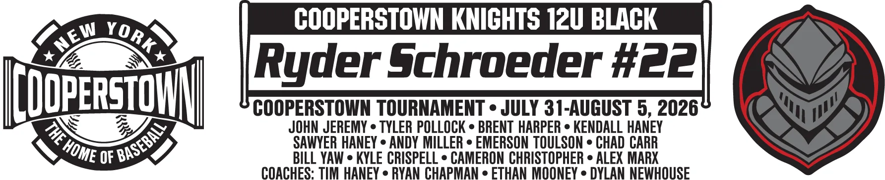 Cooperstown Knights 12U Black team banner