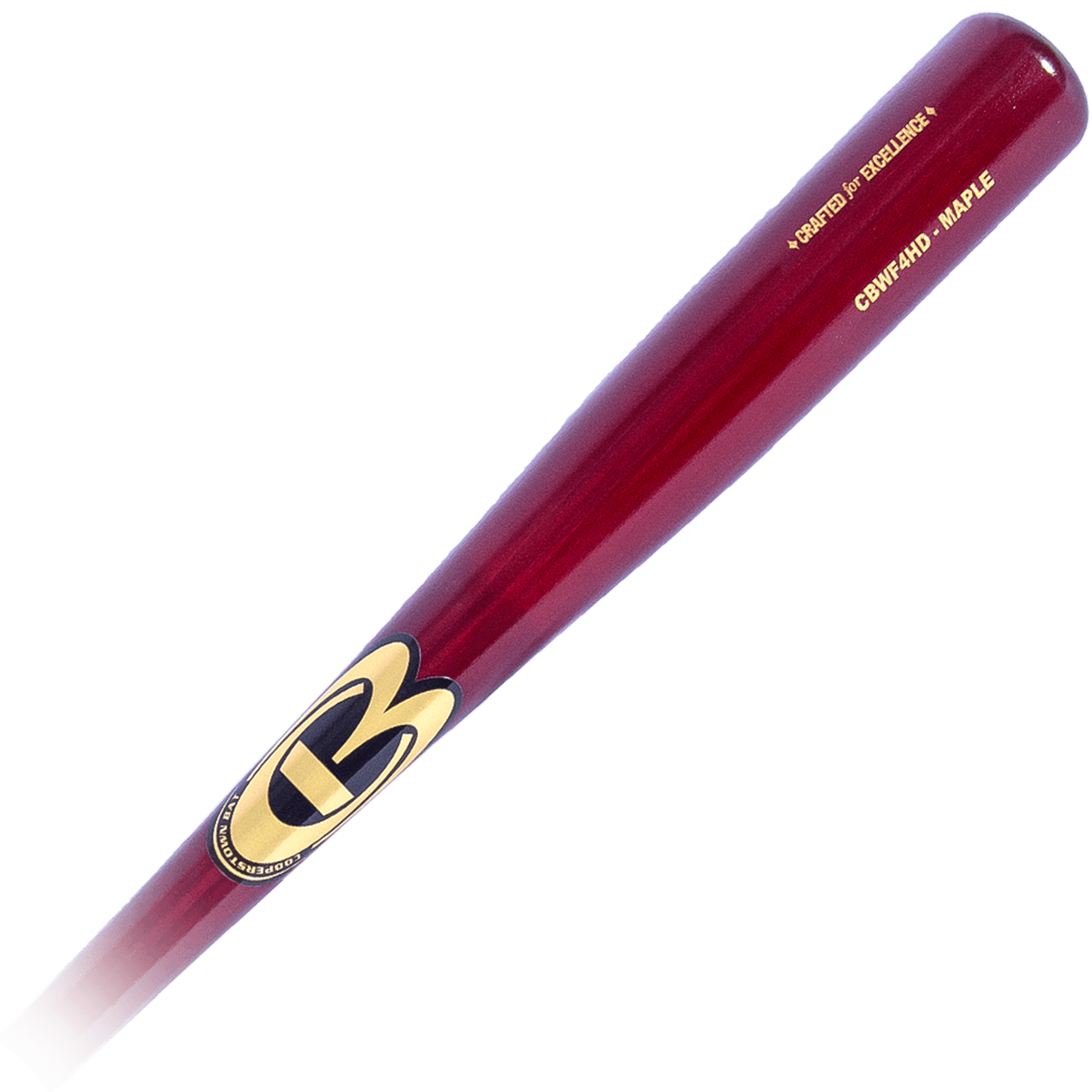 Red baseball bat with logo