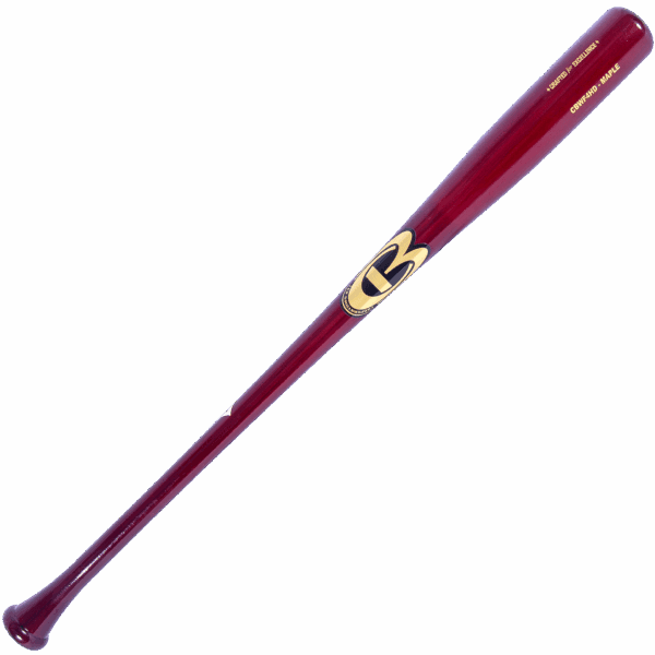 Red baseball bat with logo
