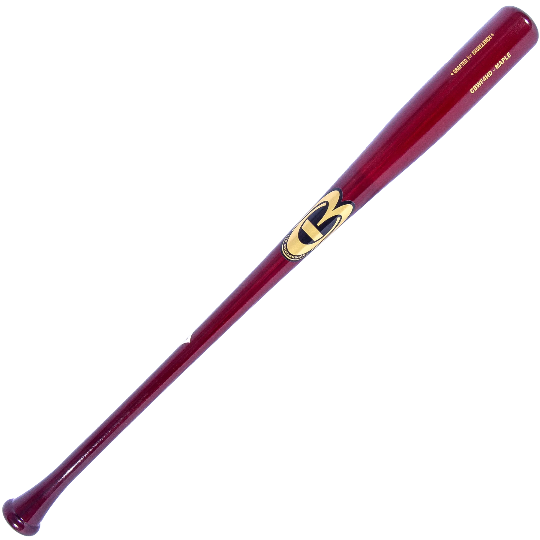 Red baseball bat with logo